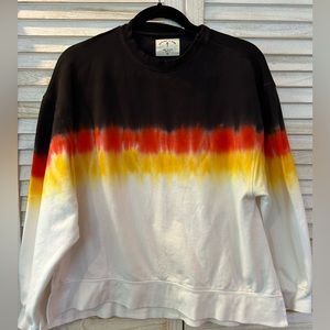 NWOT Electric & Rose XS Sunrise Halloween tie dye sweatshirt white/black/orange.